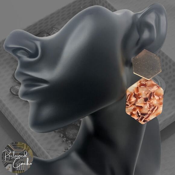 Brown Geometric Drop Earrings - Picture 1 of 4